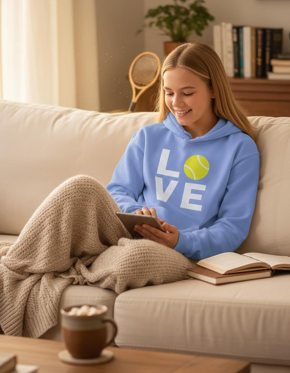 Love Tennis Sweatshirt Gift for Tennis Fan Tennis Player Cool Women Hoodie
